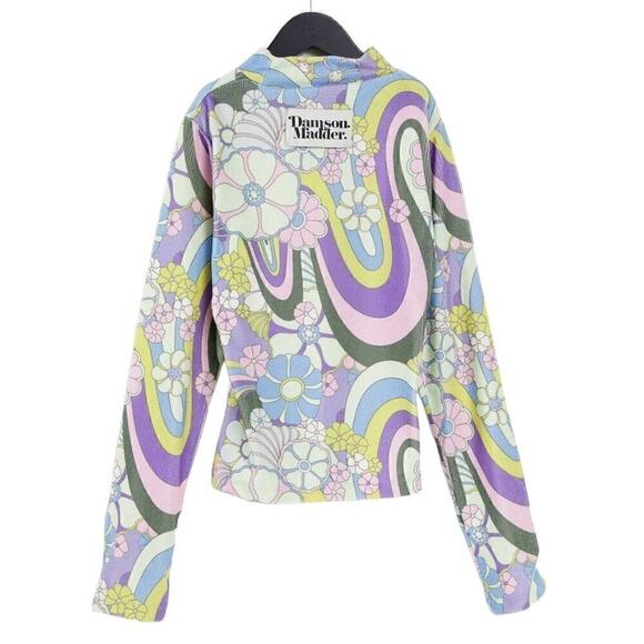 DAMSON Madder Nwot Psychedelic Print Mock Turtleneck Size 8 Purple Blue Yellow - Picture 2 of 10